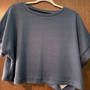 SHEIN Blue Textured Short Sleeve Top